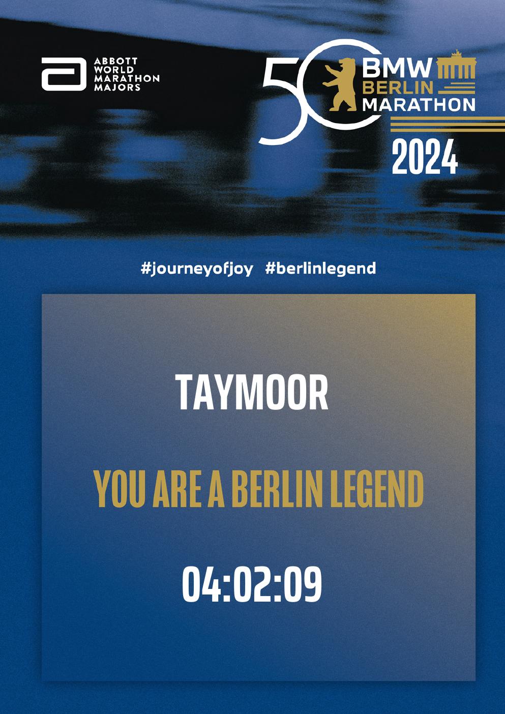 50th BMW Berlin Marathon certificate / result
