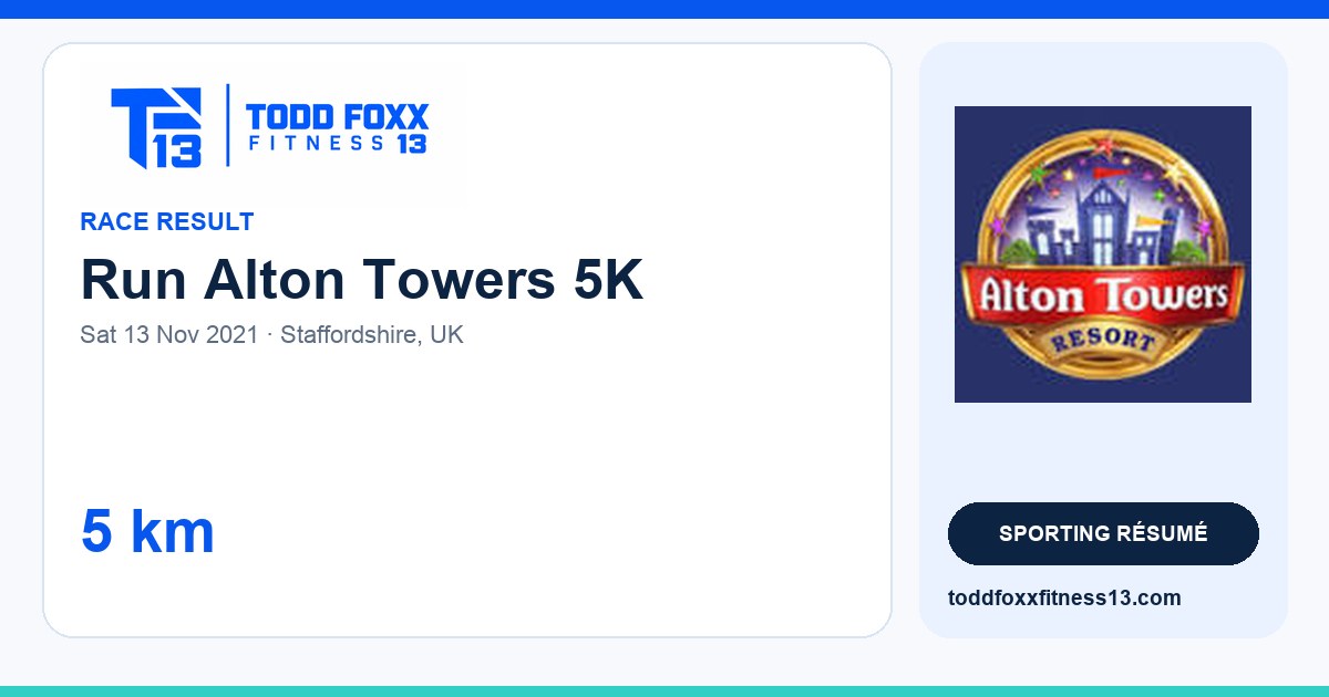 Branded Run Alton Towers 5K social share card