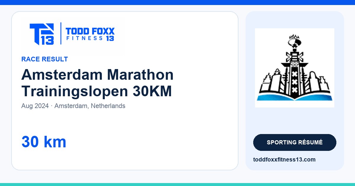 Branded Amsterdam Marathon Trainingslopen 30KM social share card