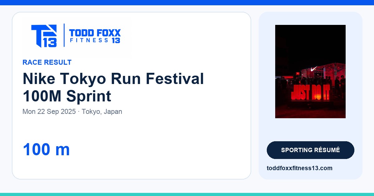 Branded Nike Tokyo Run Festival 100M Sprint social share card