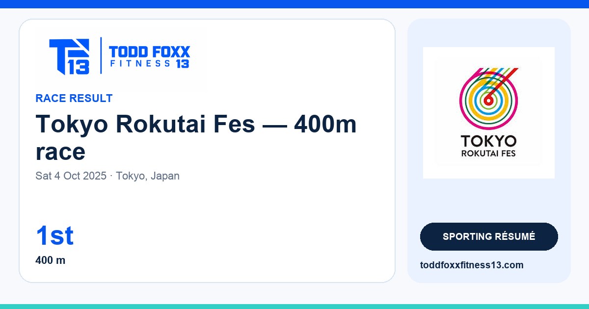 Branded Tokyo Rokutai Fes — 400m race social share card