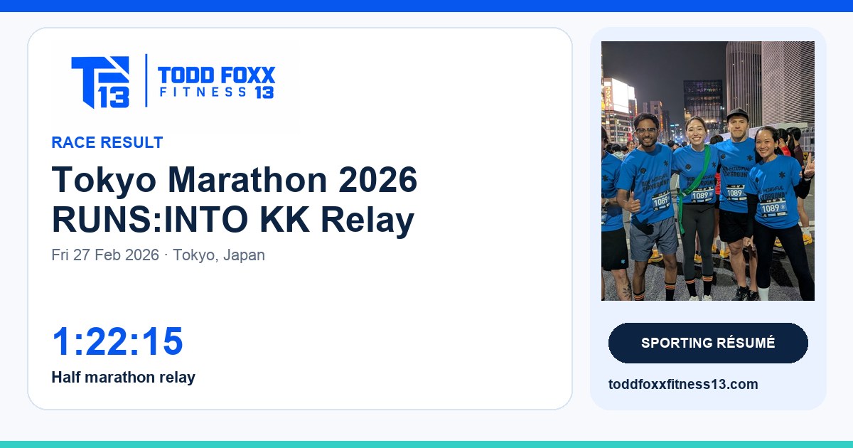 Branded Tokyo Marathon 2026 RUNS:INTO KK Relay social share card
